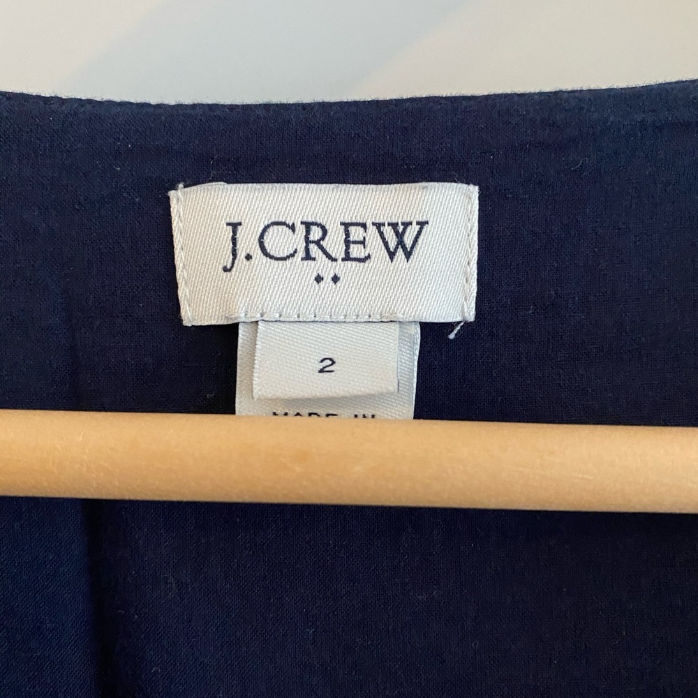 J. Crew Navy Sleeveless Button-Front Dress with Yellow Dot Print - Picture 2 of 2